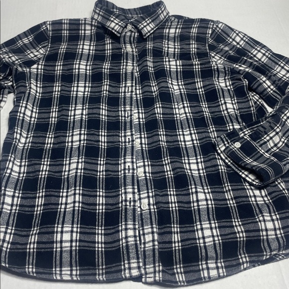 Lands' End Navy and White button down  Checkered Shirt 16p - Picture 3 of 8